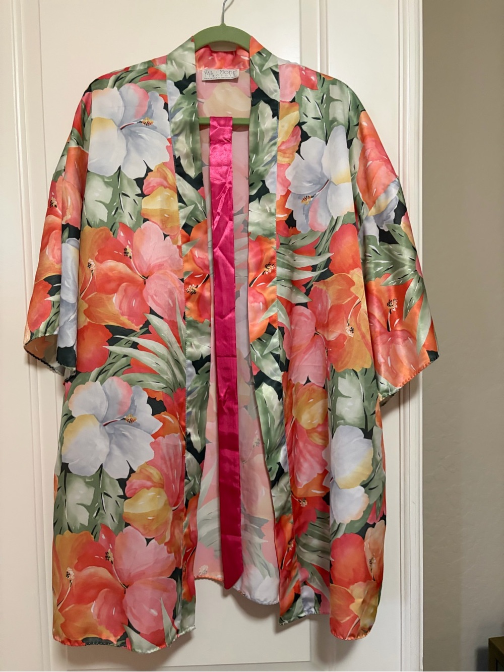 🌼🌸Vintage Old Money Floral Satin Kimono Robe🎀Made In The USA🌸🌼